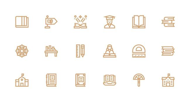 18 íconos para académico en fuerte carrera línea formato interfaz icono colección vector