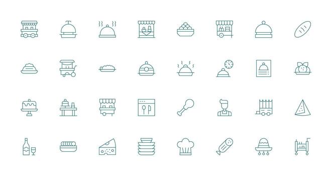 Delgado línea estilo abastecimiento íconos con 32 vectores completamente editable icono conjunto para web