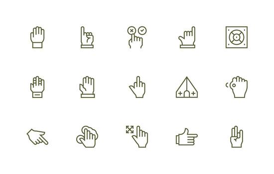 Cursor Set with 15 Regular Line Icons UI and UX Focused Icon Collection vector