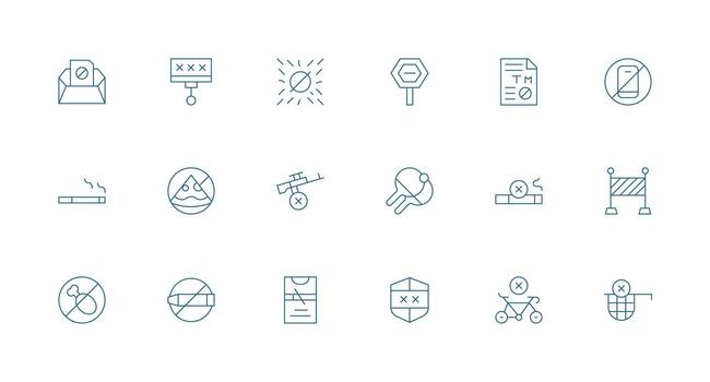 18 Minimal Line Designs for Prohibited Icons UI and UX Focused Icon Collection vector