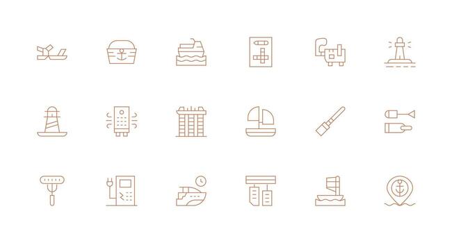 18 Minimal Line Vectors for Port Theme Clean Icon Set Icon Pack for UI Projects