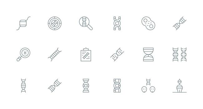 18 Minimal Line Icons for Chromosome Graphics Full Icon Library for UI Designers vector