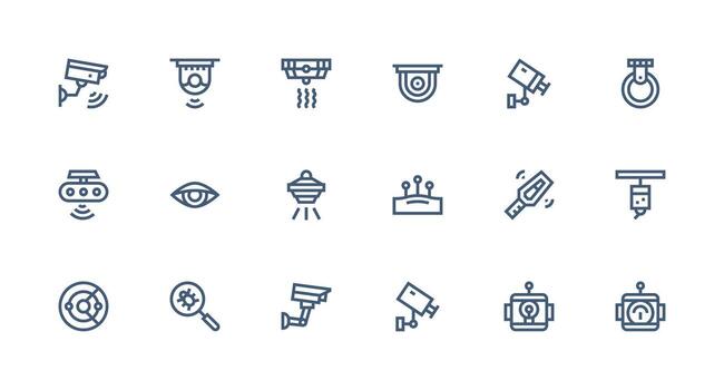 18 fuerte carrera línea estilo íconos desde detección colección diseño Listo icono conjunto para equipos vector