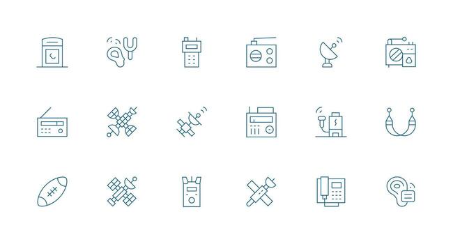 18 Receiver Icons in Minimal Line Aesthetic Icon Set for Web vector