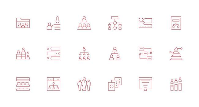 jerarquía icono conjunto con 18 mínimo línea gráficos ligero icono serie para rápido prototipos vector