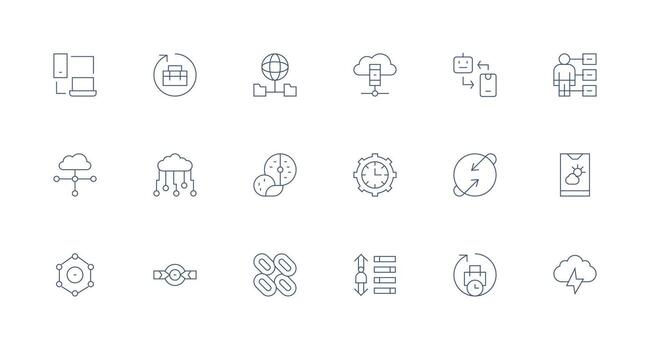 18 mínimo línea diseños para sincronización íconos digital producto íconos para rápido entrega vector