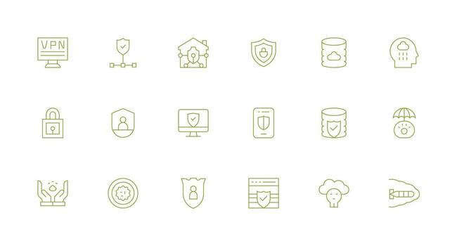 Minimal Line Icons from Cyber Security Set with 18 Vectors Organized Glyph Icons for Fast Design