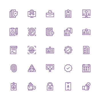 Verification Design Icons featuring 25 in Medium Stroke Outline Style Customizable Icon Series for Mobile Screens vector