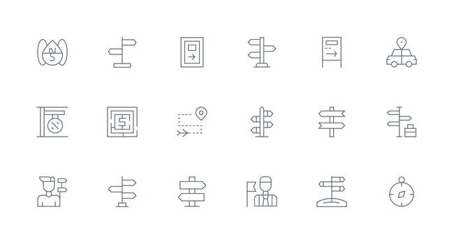 Wayfinding Visual Pack containing 18 Minimal Line Icons Line Icon Collection vector