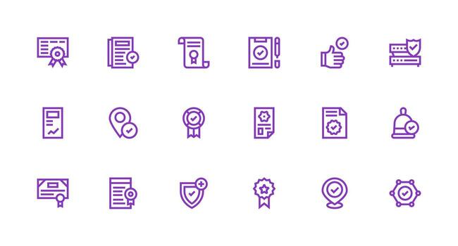 Strong Stroke Line Style Validated Icons with 18 Vectors Modern Icon Set