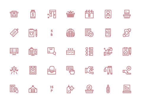 Regular Clean Line Style Item Icons with 35 Vectors Basic Icon Series