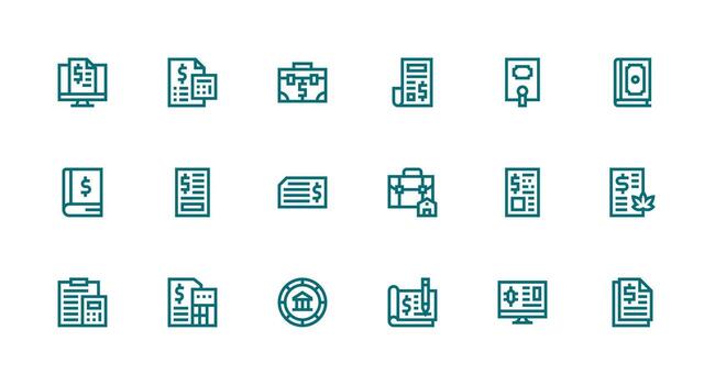 Ledger Icon Set with 18 Strong Stroke Line Graphics Design Ready Icon Set for Teams vector