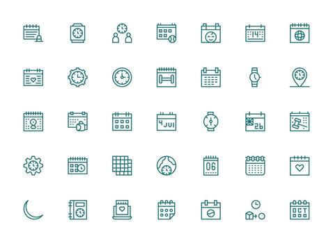 35 regular limpiar línea íconos para calendario gráficos sensible icono conjunto para flexible diseños vector