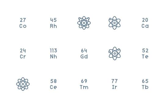 15 Regular Line Designs for Periodic Table Icons Quick Access Icons for UI Development vector
