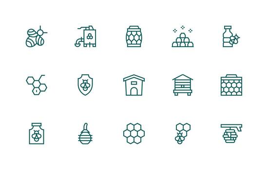 Regular Line Icons from Apiary Set with 15 Vectors Minimal Icon Pack