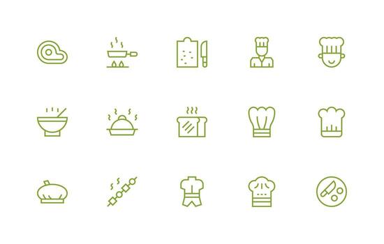 Cook Visual Pack containing 15 Regular Line Icons Functional Icon Series vector