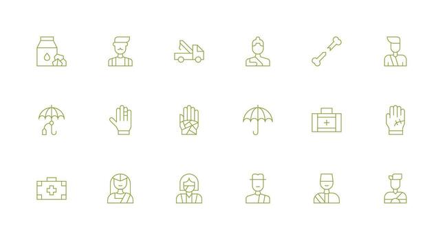 Accident Icon Set with 18 Minimal Line Graphics Customizable Icon Series for Mobile Screens vector