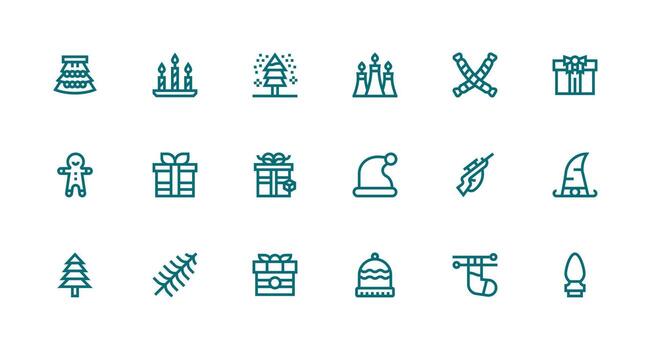 Christmas Icon Collection with 18 Strong Stroke Line Designs Clean Icon Set Icon Pack for UI Projects vector