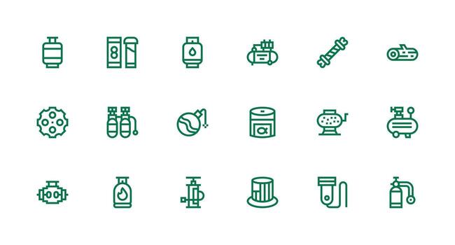 Strong Stroke Line Icons from Cylinder Set with 18 Vectors Icon Set for Apps