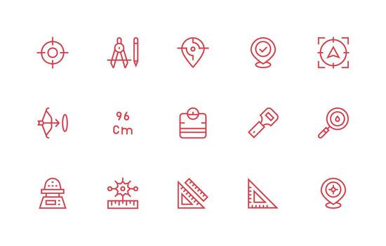 Precise including 15 Regular Line Illustrations User Interface Icons for Digital Products vector