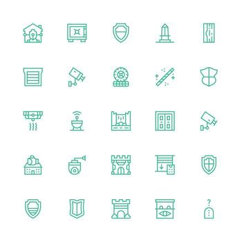 Security System featuring 25 Icons in Medium Stroke Outline Design Fully Editable Icon Set for Web vector