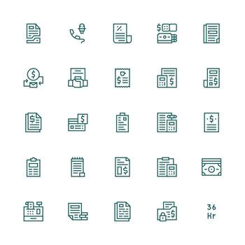 Invoice Set with 25 Medium Stroke Outline Icons Multi-Style Icons for Creative Projects vector
