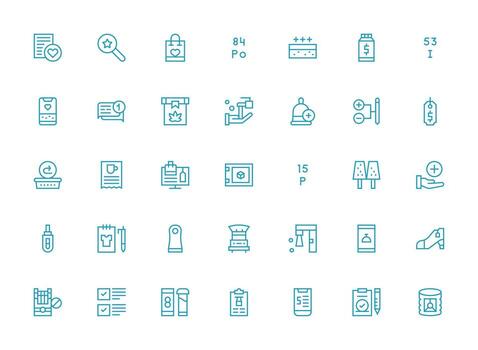 Regular Clean Line Icons from Item Set with 35 Vectors Display Icon Pack