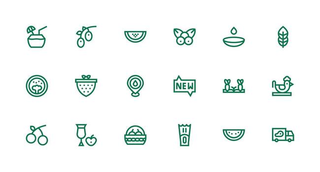 Strong Stroke Line Icons from Fresh Set with 18 Vectors Simple Icons for Interface and Wireframes