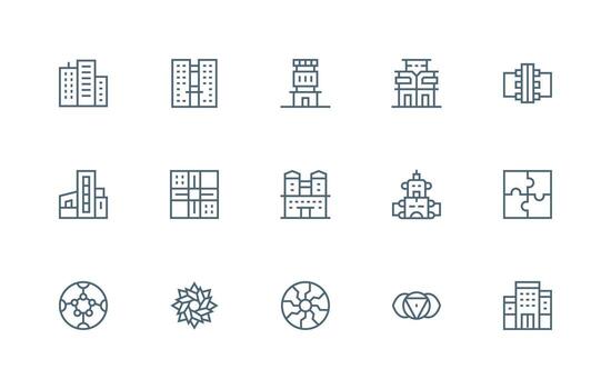 15 regular línea vectores para complejo tema ordenado icono conjunto