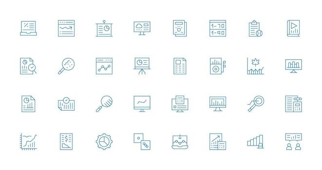 Statistics Icon Collection with 32 Thin Line Designs Essential Icons for Rapid UI Building vector