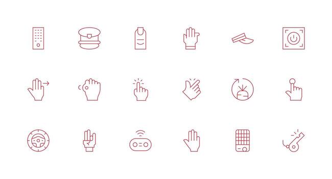 mando icono colección con 18 mínimo línea diseños línea icono colección vector