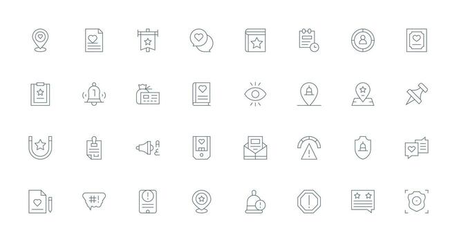 Thin Line Style Important Icons with 32 Vectors Simple Icons for Interface and Wireframes