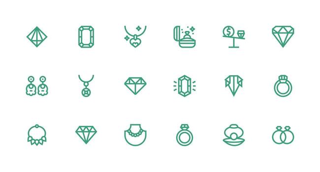 18 fuerte carrera línea vectores para piedra preciosa tema claro y conciso icono conjunto colección
