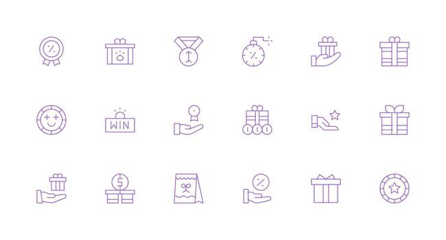 18 íconos para prima en mínimo línea formato lleno icono biblioteca para ui diseñadores vector