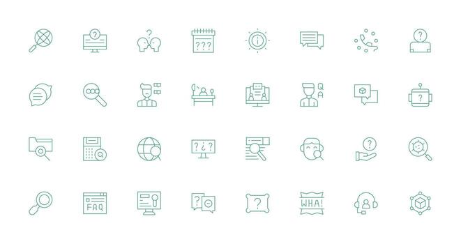 Query including 32 Thin Line Illustrations Reusable Icon Set vector