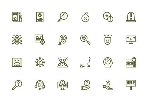 Troubleshooting Set with 24 Thick Line Line Icons Reliable Icons for All Interfaces vector