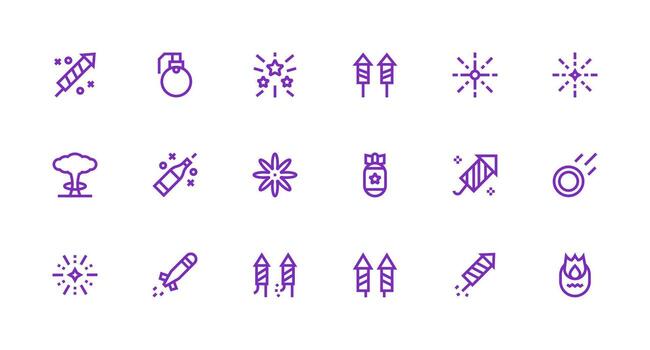 Strong Stroke Line Style Explosion Icons with 18 Vectors Style Icon Set