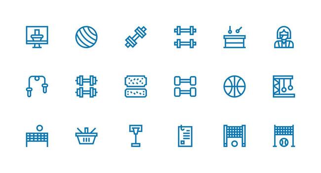 18 Strong Stroke Line Icons for Physical Graphics Editable Icon Collection vector