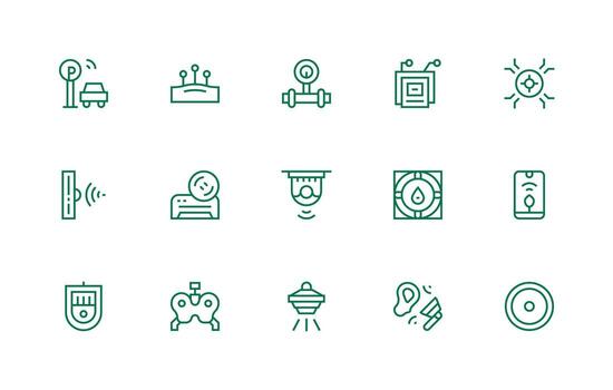 Sensor Icon Set with 15 Regular Line Graphics Essential Icon Set for Teams vector