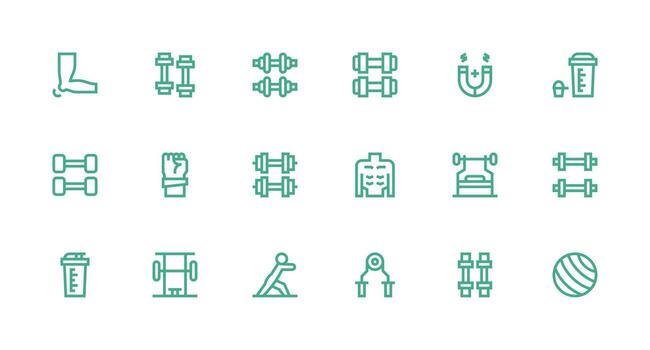 Muscle Design Icons featuring 18 in Strong Stroke Line Style Reliable Icons for All Interfaces vector