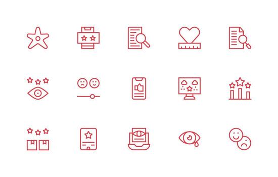 15 íconos para revisión en regular línea formato mínimo icono conjunto para interfaz proyectos vector