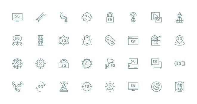 Cellular Design Icons featuring 32 in Thin Line Style Quick Access Icons for UI Development vector