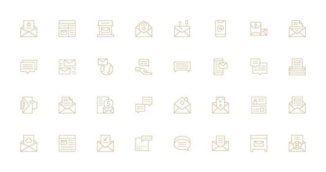 Email Design Icons featuring 32 in Thin Line Style Icons Built for Visual Consistency Pack vector