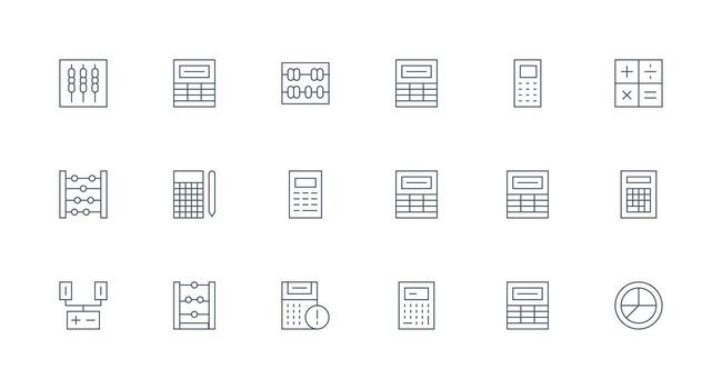 aritmética presentando 18 íconos en mínimo línea diseño ui y ux enfocado icono colección vector