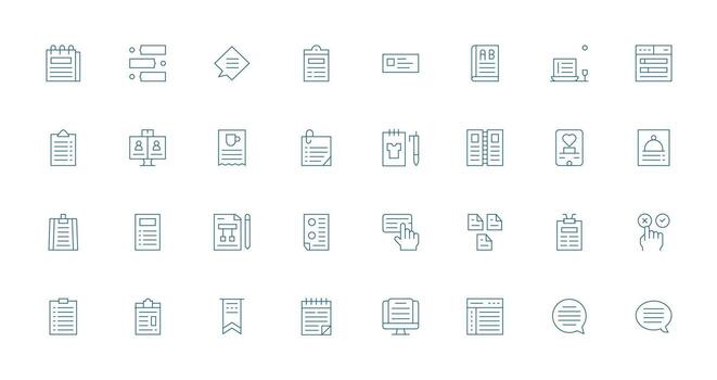 32 íconos para lista en Delgado línea formato reutilizable icono conjunto vector