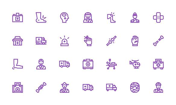 28 íconos para trauma en negrita línea formato monitor icono paquete vector