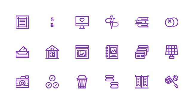 Collection including 18 Strong Stroke Line Illustrations Quick Access Icons for UI Development vector