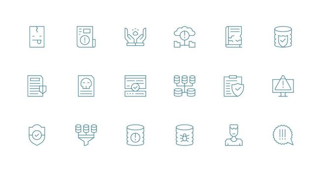 Minimal Line Style Data Integrity Icons with 18 Vectors Full Icon Library for UI Designers