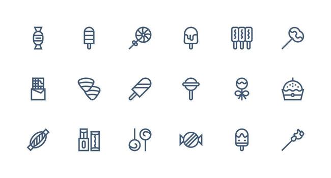 Candy Visual Pack containing 18 Strong Stroke Line Icons Fully Editable Icon Set for Web vector