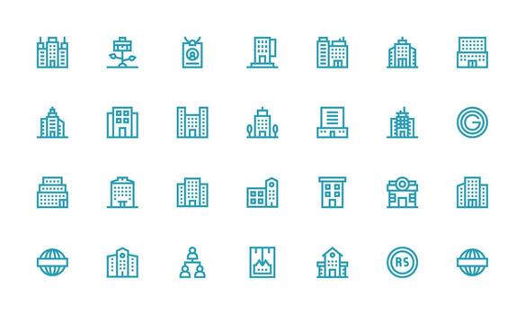 Company Design Icons featuring 28 in Bold Line Style Clean Icon Collection for Web Use vector